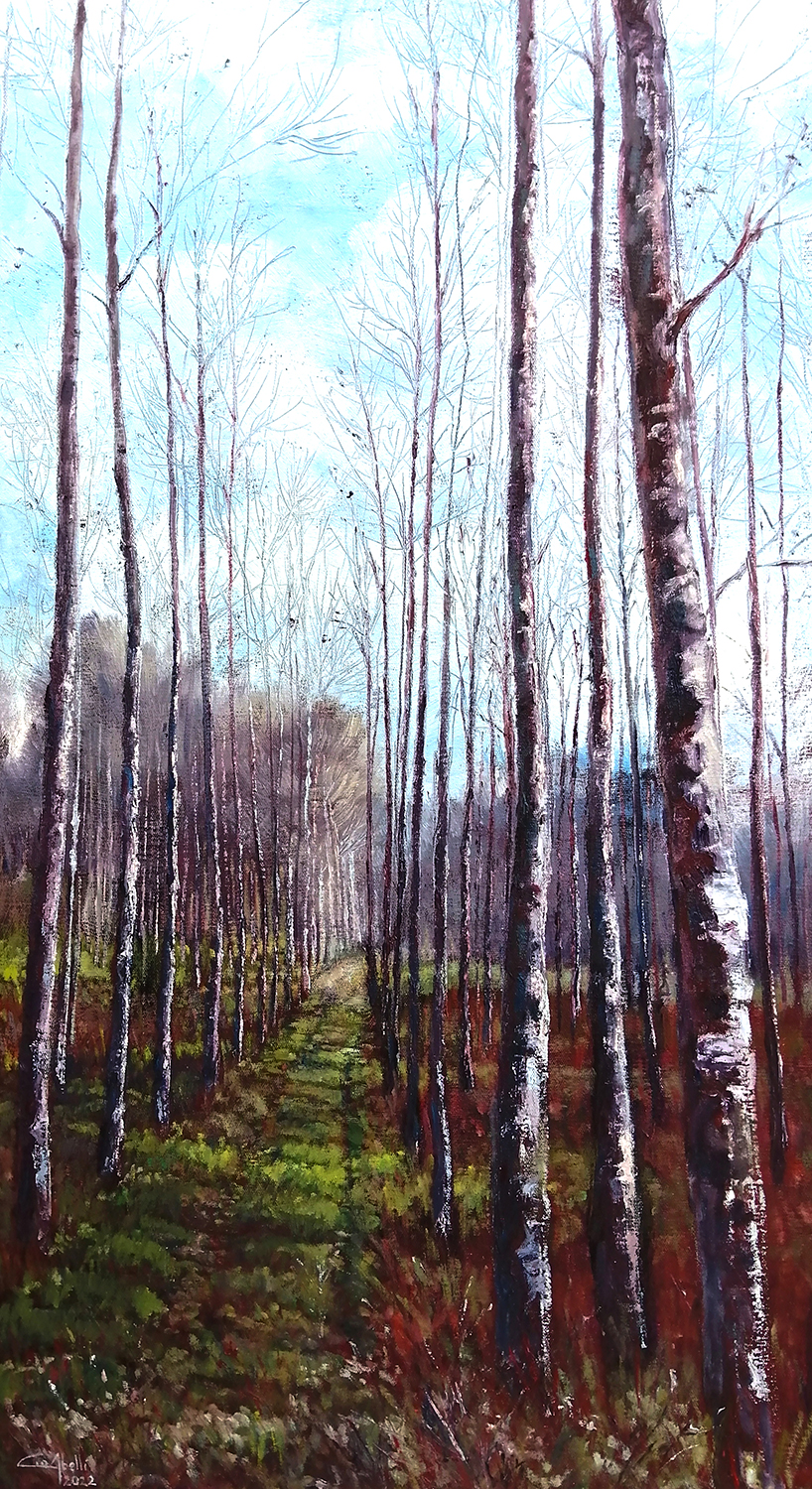 Entre arbres 1, oli sobre llenç