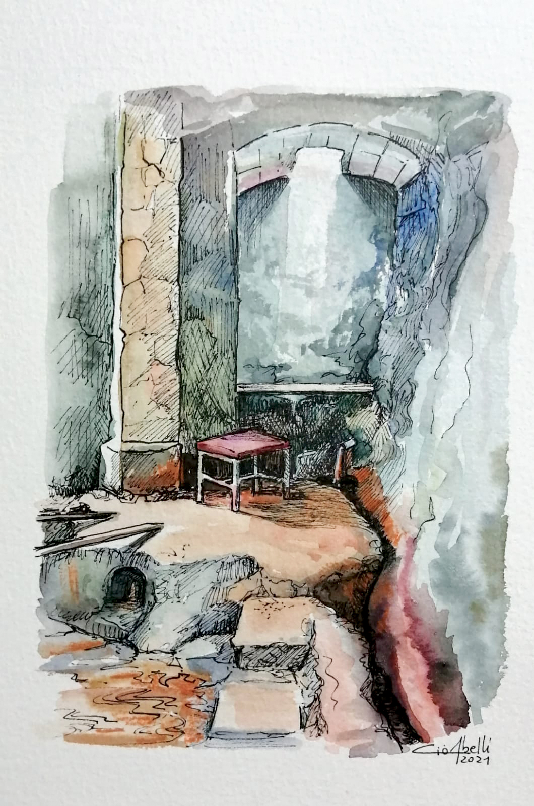 Font de Panedes, dibuix una mica acolorit